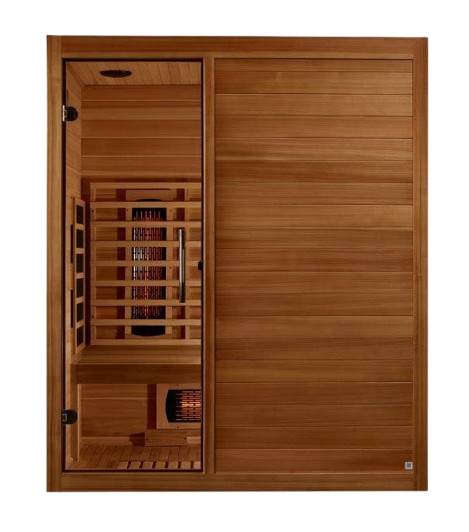 Front Centered View Of The Maxxus 3-Person S-Line Full Spectrum Infrared Indoor Sauna | MX-S306-01-FS-PC