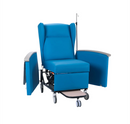 Front Centered View Of The Nitrocare Aura 911 Chemotherapy Recliner Chair Shown With Sides In The Extended Position And The Under Chair Footrest Extended