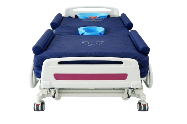 Front Centered View Of The ObboMed OB-3600 UltraAir Alternating Pressure Mattress with Low Air Loss Therapy Shown In The Flat Position