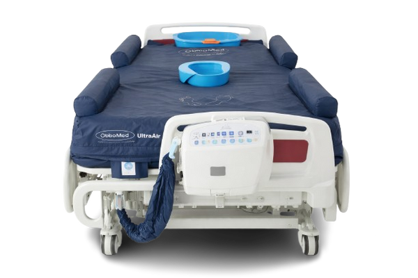 Front Centered View Of The ObboMed OB-3650 UltraAir Alternating Pressure Mattress In The Flat Position