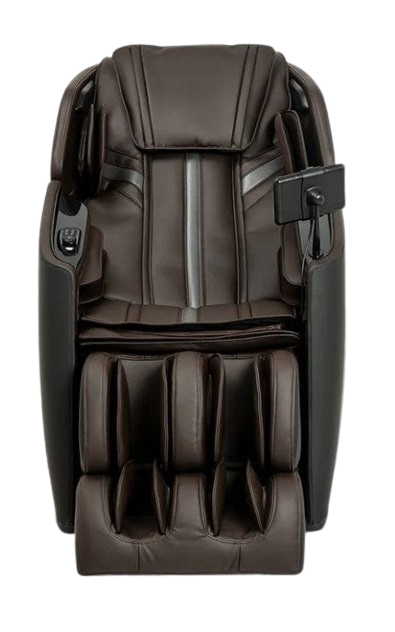 Front Centered View Of The Ogawa Active XL 3D Massage Chair | OG-6300 Shown In The Upright Chair Position In Gun Metal And Brown Color