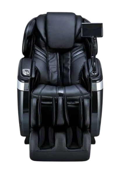 Front Centered View Of The Ogawa Master Drive AI 2.0 Massage Chair | OG-8801 Shown In The Upright Chair Position In The Black Color