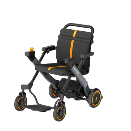 Front Centered View Of The Paiseec W1 Lightweight 2‑in‑1 Electric Wheelchair Shown In Orange Color