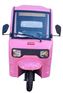 Front Centered View Of The Pushpak Motors- Pushpak 7000 Three-Person Electric Scooter Shown In The Pink Color