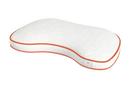 Front Centered View Of The Rize Home Cloud Pillow Shown In White With Orange Trim
