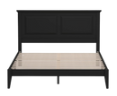 Front Centered View Of The Rize Home Cottage Style Wooden Bed Frame Shown In Ebony Black Color