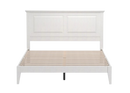 Front Centered View Of The Rize Home Cottage Style Wooden Bed Frame Shown In Gloss White Color