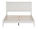 Front Centered View Of The Rize Home Farmhouse Style Wooden Bed Frame Shown In Gloss White Color