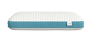 Front Centered View Of The Rize Home Puff Pillow With Blue Trim
