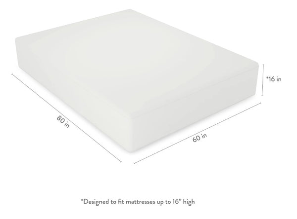 Front Centered View Of The Rize Home Ultra-Soft Mattress Protector With Measurements 