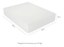 Front Centered View Of The Rize Home Ultra-Soft Mattress Protector With Measurements 