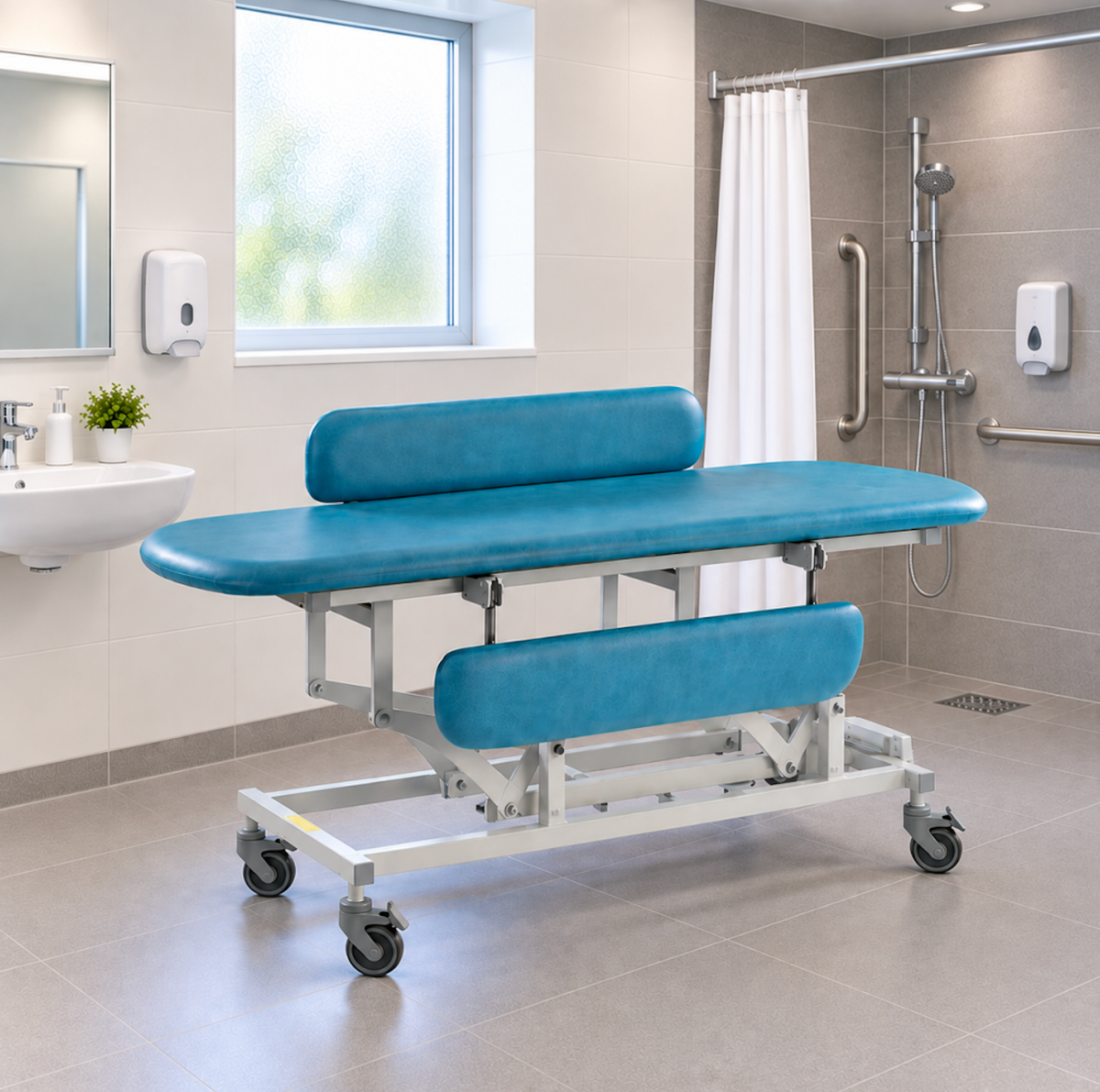 Front Centered View Of The Smirthwaite Essentials Changing Bench Shown In A Bathroom Setting