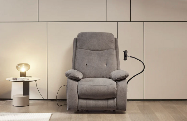 Front Centered View Of The StarSleep Starise Massage Lift Chair Shown In An Indoor Setting