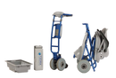 Front Centered View Of The Tzora Feather Ultra Lightweight Mobility Scooter Shown In The Blue Color In The Disassembled Position