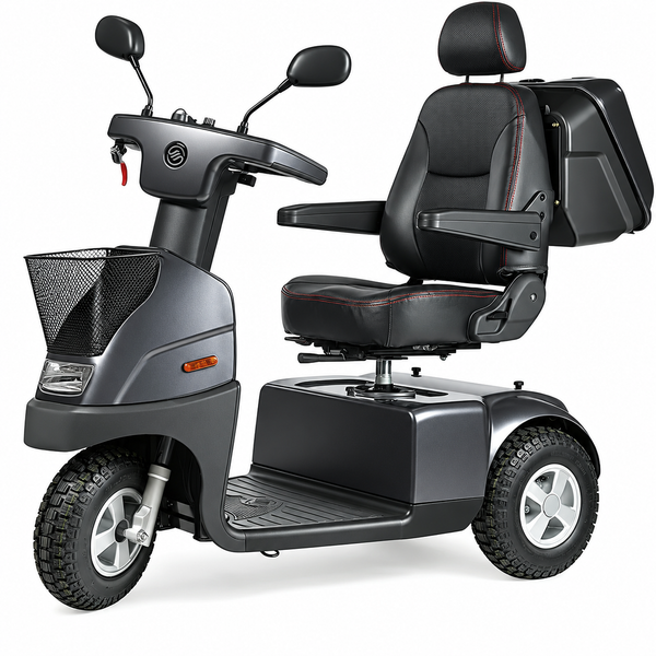 Vista frontal izquierda del scooter AFIKIM Afiscooter C3 en color gris oscuro
