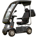 Front Left Side View Of The AFIKIM Afiscooter C4 Scooter Shown With Optional Hard Top Canopy In The Dark Gray Color