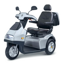 Front Left Side View Of The AFIKIM Afiscooter S3 Scooter Shown In The Silver Color With Optional Rear Lock Box