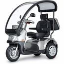 Front Left Side View Of The AFIKIM Afiscooter S3 Scooter With Optional Dual Seat Configuration And Rear Lock Box Shown In Silver Color