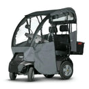 Front Left Side View Of The AFIKIM Afiscooter S4 Scooter Shown With Optional Rain Side Guard And The Dual Seat Configuration