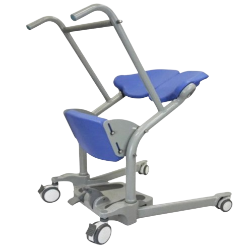 Front Left Side View Of The Ascend Go Sit To Stand Patient Lift Shown In The Closed Position