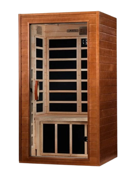 Front Left Side View Of The Dynamic Avila 2-Person Low EMF FAR Infrared Indoor Sauna | DYN‐6103‐01