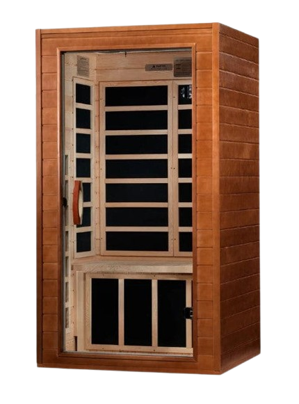 Front Left Side View Of The Dynamic Avila Elite 2-Person Ultra Low EMF FAR Infrared Indoor Sauna | DYN-6103-01 Elite