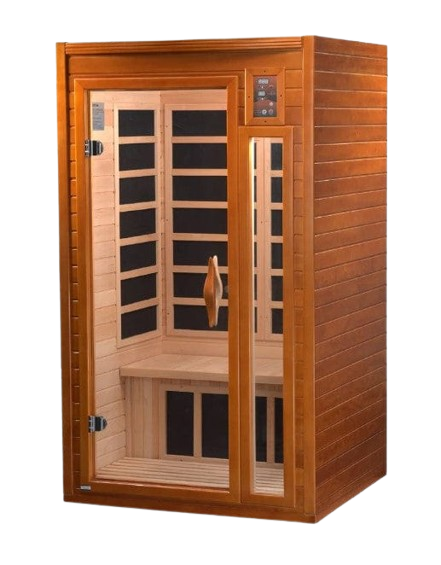 Front Left Side View Of The Dynamic Barcelona Elite 2-Person Ultra Low EMF FAR Infrared Indoor Sauna | DYN-6106-01-Elite