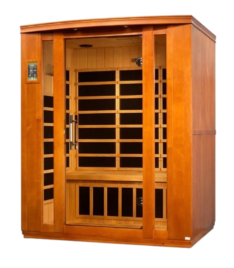 Front Left Side View Of The Dynamic Bellagio 3-Person Low EMF FAR Infrared Indoor Sauna | DYN-6306-02