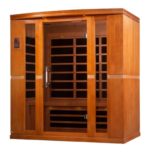 Front Left Side View Of The Dynamic Bergamo 4-Person Low EMF FAR Infrared Indoor Sauna | DYN-6440-01
