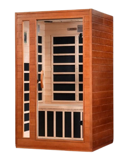 Front Left Side View Of The Dynamic Cordoba 2-Person Low EMF FAR Infrared Indoor Sauna | DYN-6203-01