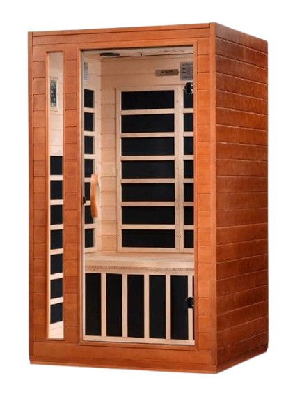 Front Left Side View Of The Dynamic Cordoba Elite 2-Person Ultra Low EMF FAR Infrared Indoor Sauna | DYN-6203-01 Elite