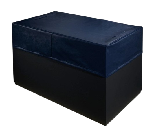 Front Left Side View Of The Dynamic Cuboid Cold Plunge Tub Shown With Cover