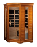 Front Left Side View Of The Dynamic Heming 2-Person Low EMF FAR Infrared Indoor Corner Sauna | DYN-6225-02