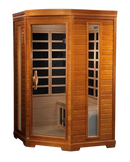 Front Left Side View Of The Dynamic Heming Elite 2-Person Ultra Low EMF FAR Infrared Indoor Corner Sauna | DYN-6225-02 Elite