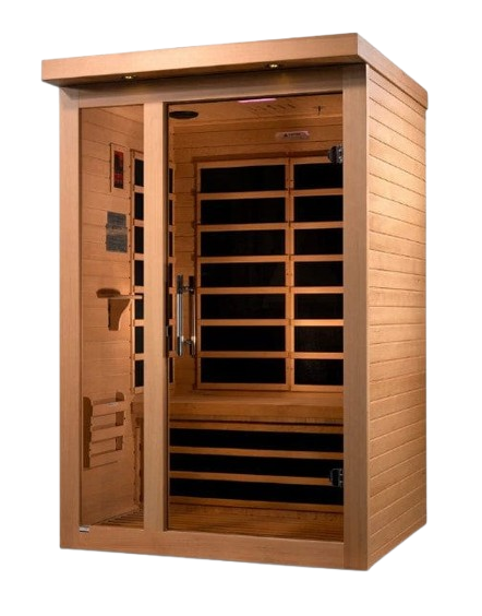 Front Left Side View Of The Dynamic Llumeneres 2-Person Ultra Low EMF FAR Infrared Indoor Sauna | DYN-6215-02