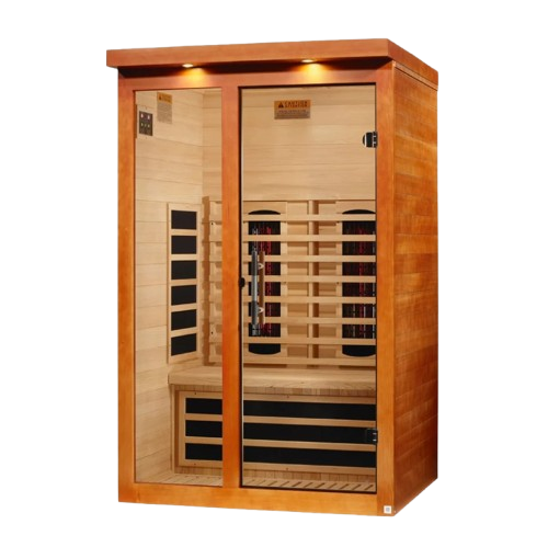 Front Left Side View Of The Dynamic Llumeneres 2 Person Full Spectrum Nero Zero EMF FAR Infrared Sauna | DYN-6215-03 FS