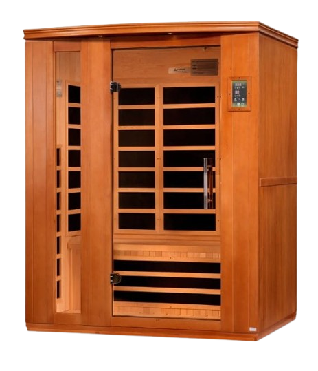 Front Left Side View Of The Dynamic Lugano 3-Person Low EMF FAR Infrared Indoor Sauna | DYN-6336-02