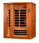 Front Left Side View Of The Dynamic Lugano 3-Person Ultra Low EMF FAR Infrared Indoor Sauna | DYN-6336-02 Elite