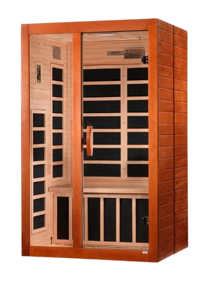 Front Left Side View Of The Dynamic Santiago Elite 2-Person Ultra Low EMF FAR Infrared Indoor Sauna | DYN-6209-02 Elite