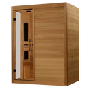 Front Left Side View Of The Dynamic Toscana 3 Person Ultra Low EMF FAR Infrared Indoor Sauna | DYN-6315-05 Elite