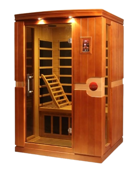 Front Left Side View Of The Dynamic Venice Elite 2-Person Ultra Low EMF FAR Infrared Indoor Sauna | DYN-6210-01-Elite