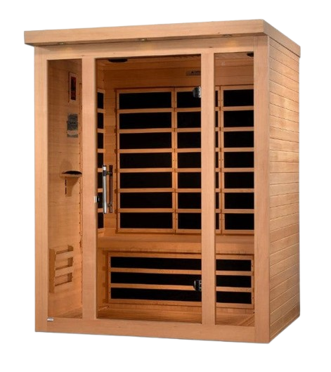 Front Left Side View Of The Dynamic Vila 3-Person Ultra Low EMF FAR Infrared Indoor Sauna | DYN-6315-02