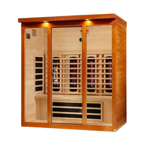 Front Left Side View Of The Dynamic Vila Grande 4 Person Full Spectrum Nero Zero EMF FAR Infrared Indoor Sauna | DYN-6415-03 FS