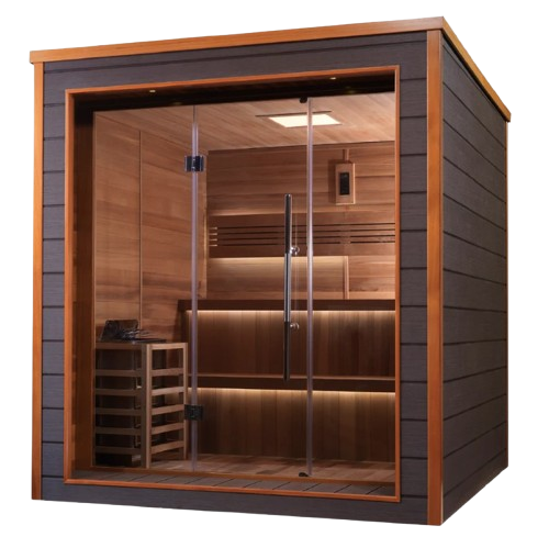 Front Left Side View Of The Golden Designs Bergen 6-Person Outdoor Sauna | GDI-8206-01