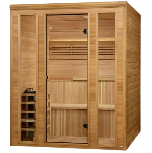 Front Left Side View Of The Golden Designs Engelberg 6-Person Indoor Sauna | GDI-7030-01