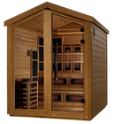 Front Left Side View Of The Golden Designs Kaskinen 6-Person Hybrid Outdoor Sauna | GDI-8526-01