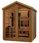 Front Left Side View Of The Golden Designs Loviisa 3-Person Hybrid Outdoor Sauna | GDI-8523-01