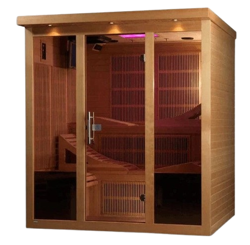 Front Left Side View Of The Golden Designs Monaco 6-Person Near Zero EMF Indoor Sauna | GDI-6996-01
