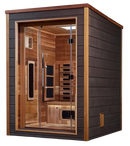 Front Left Side View Of The Golden Designs Nora 2-Person Hybrid Outdoor Sauna | GDI-8222-01