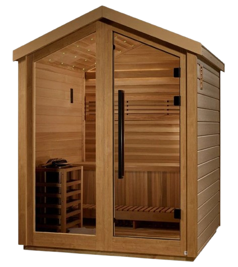 Front Left Side View Of The Golden Designs Savonlinna 3-Person Outdoor Sauna | GDI-8503-01